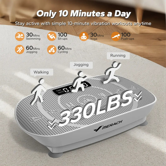 Compact Vibration Plate Exercise Machine with Remote, Adjustable Speeds & 330 lb Capacity