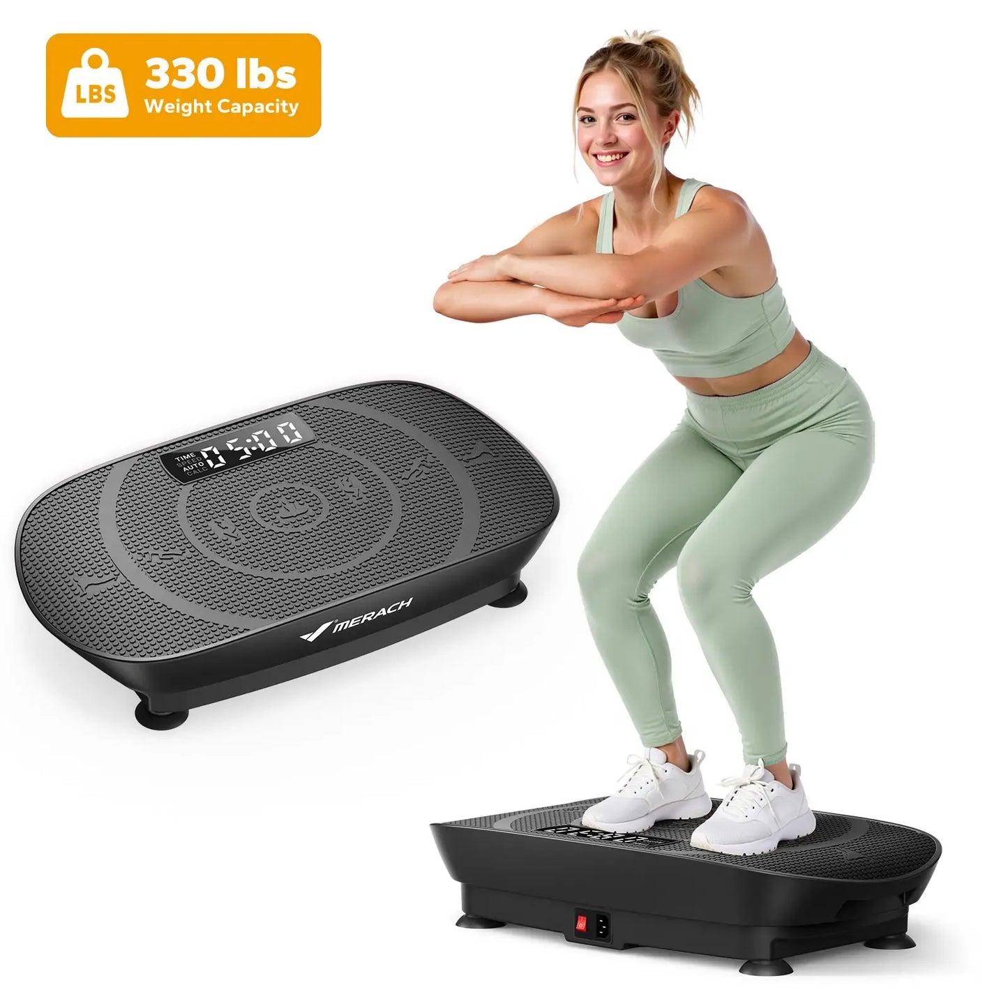 Compact Vibration Plate Exercise Machine with Remote, Adjustable Speeds & 330 lb Capacity